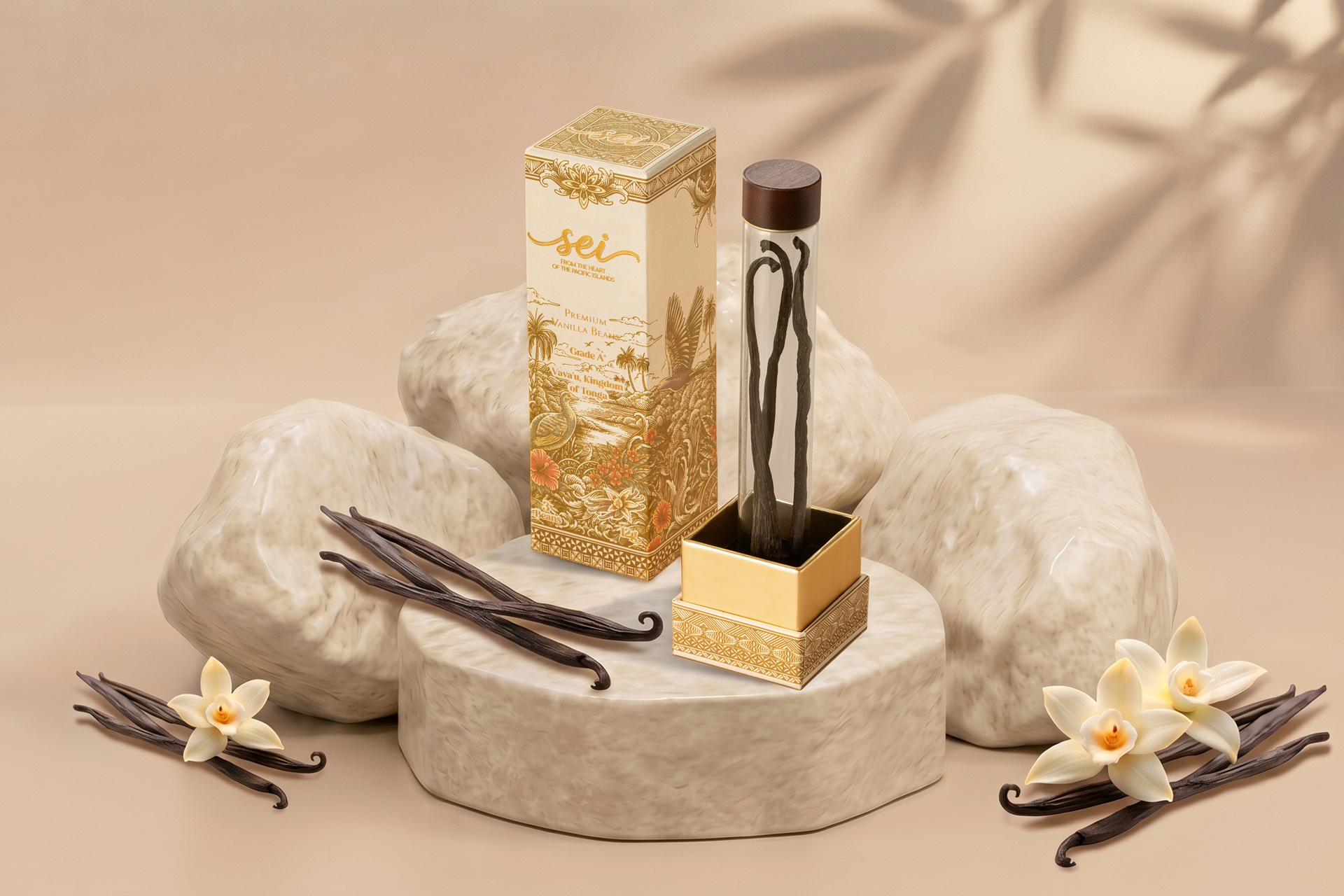 London Design Awards Winner - Sei Premium Vanilla Beans Grade A, Kingdom of Tonga