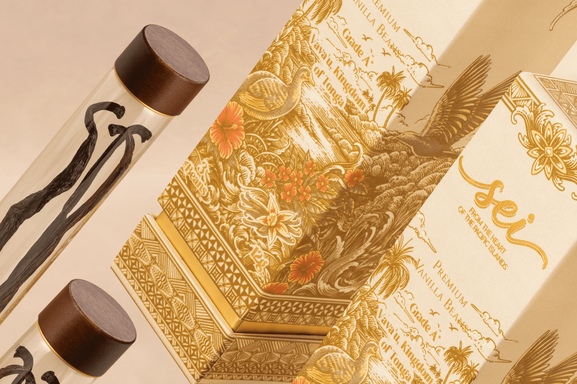 London Design Awards Winner - Sei Premium Vanilla Beans Grade A, Kingdom of Tonga