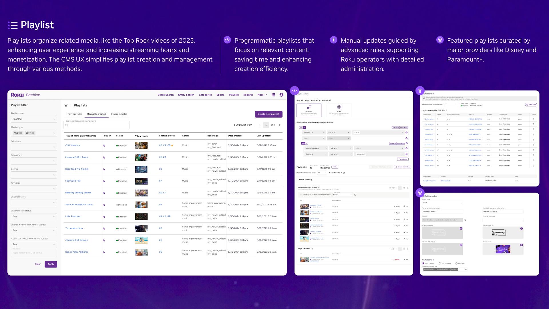 London Design Awards Winner - Roku content management system (Beehive)