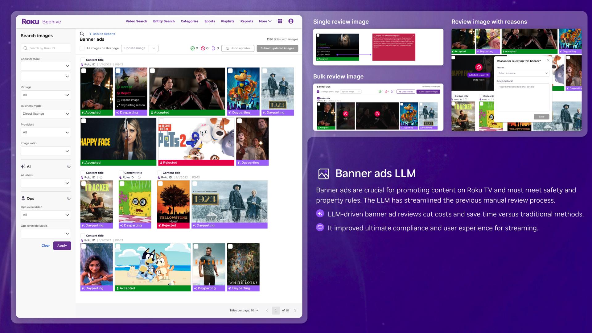 London Design Awards Winner - Roku content management system (Beehive)