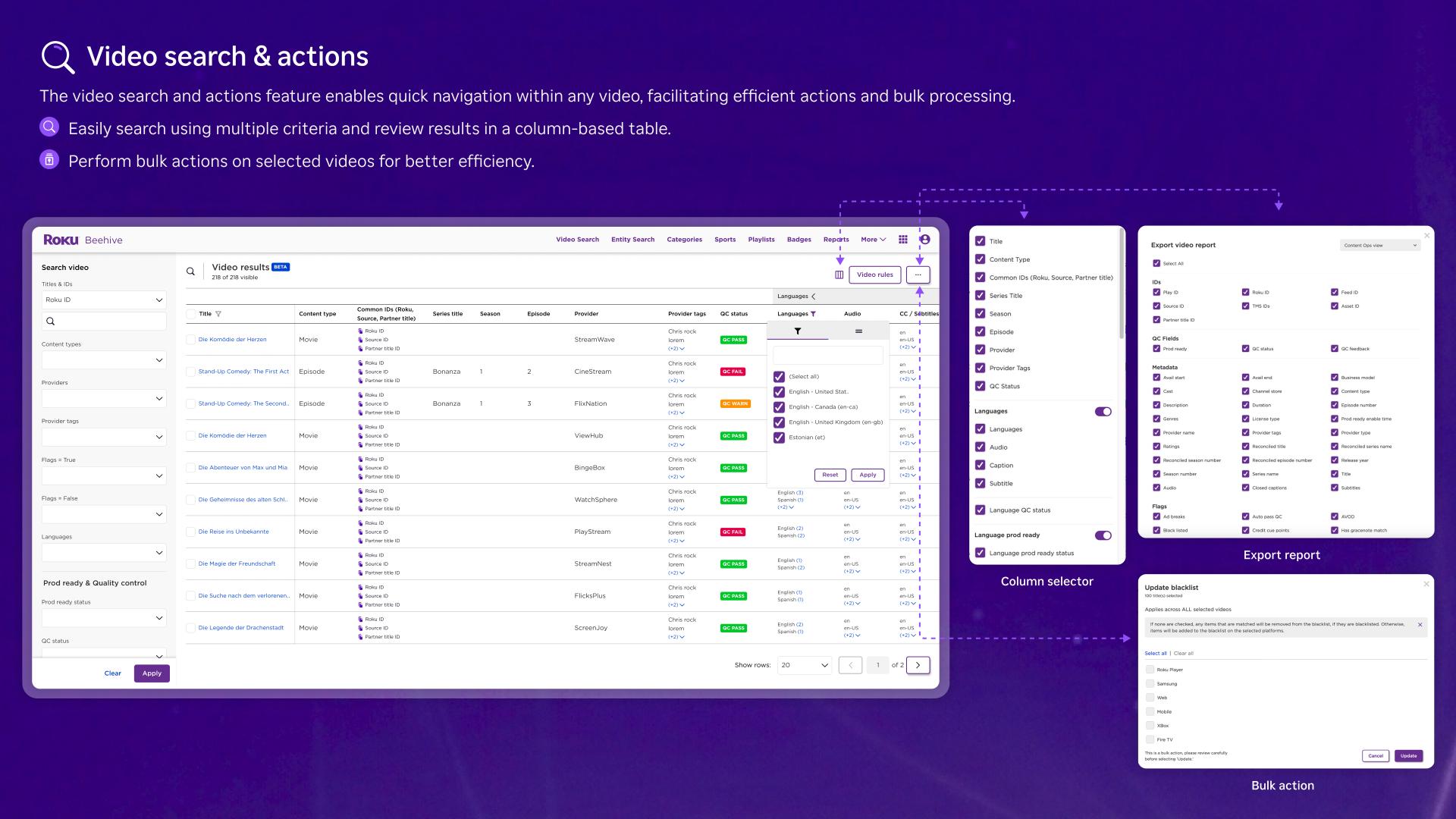 London Design Awards Winner - Roku content management system (Beehive)