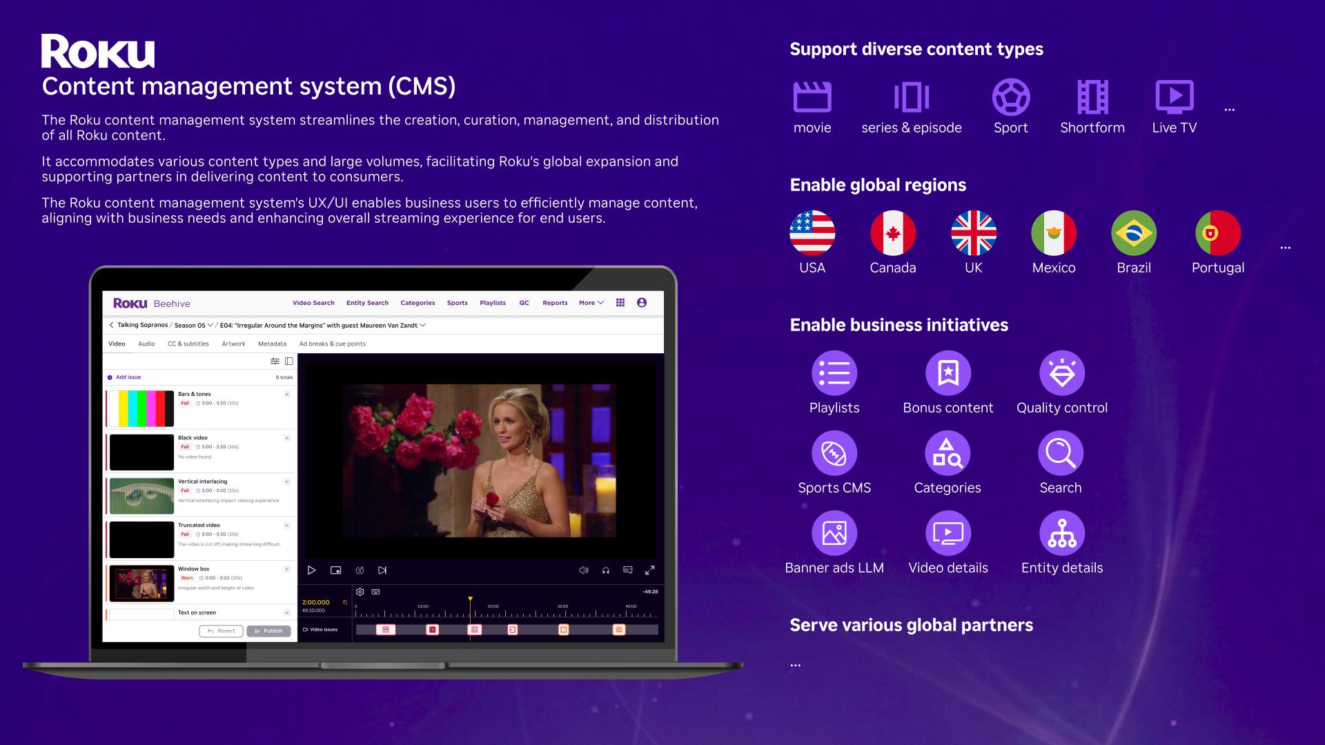 London Design Awards Winner - Roku content management system (Beehive)