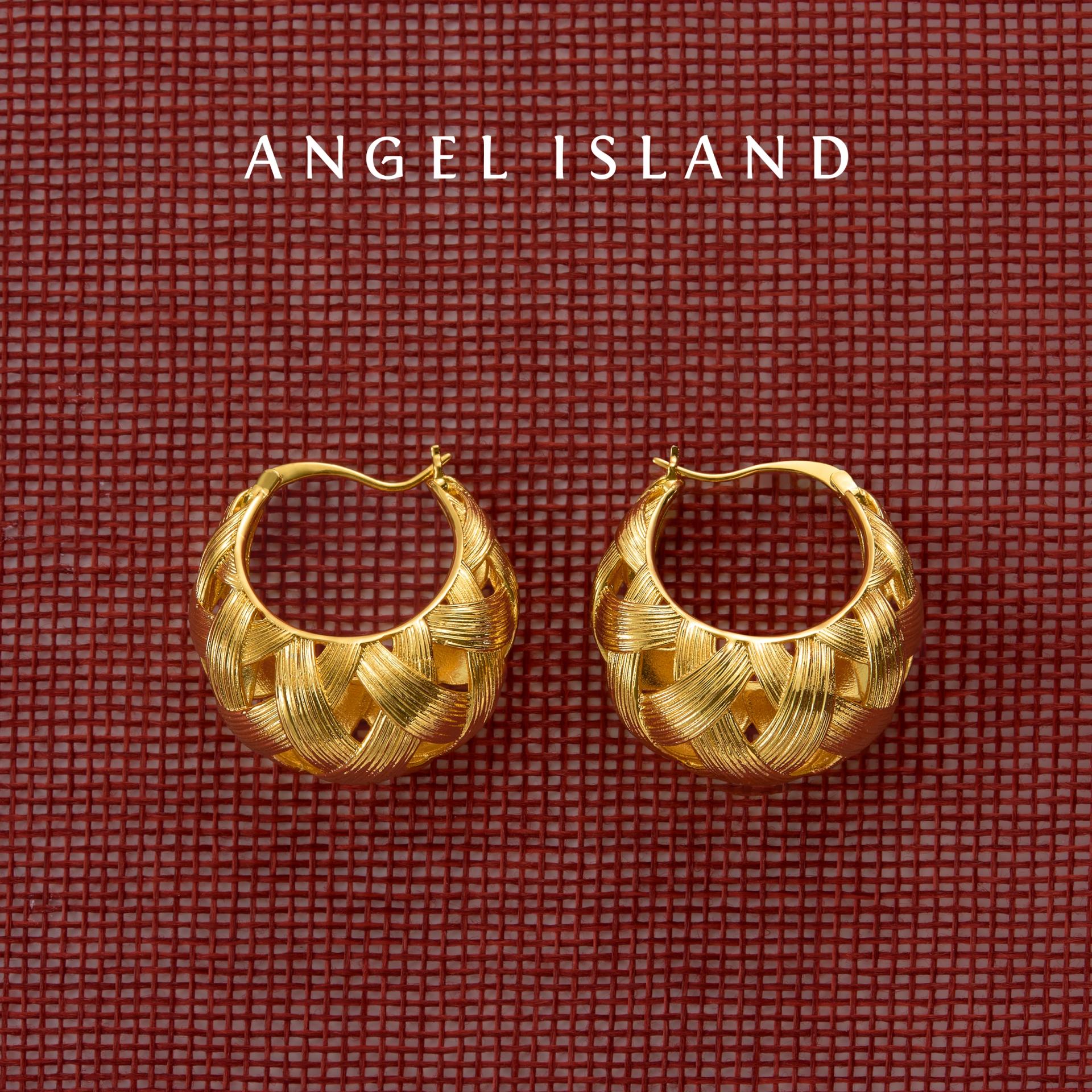 London Design Awards Winner - Manhattan Brushed Openwork Woven Gold-Plated Earrings