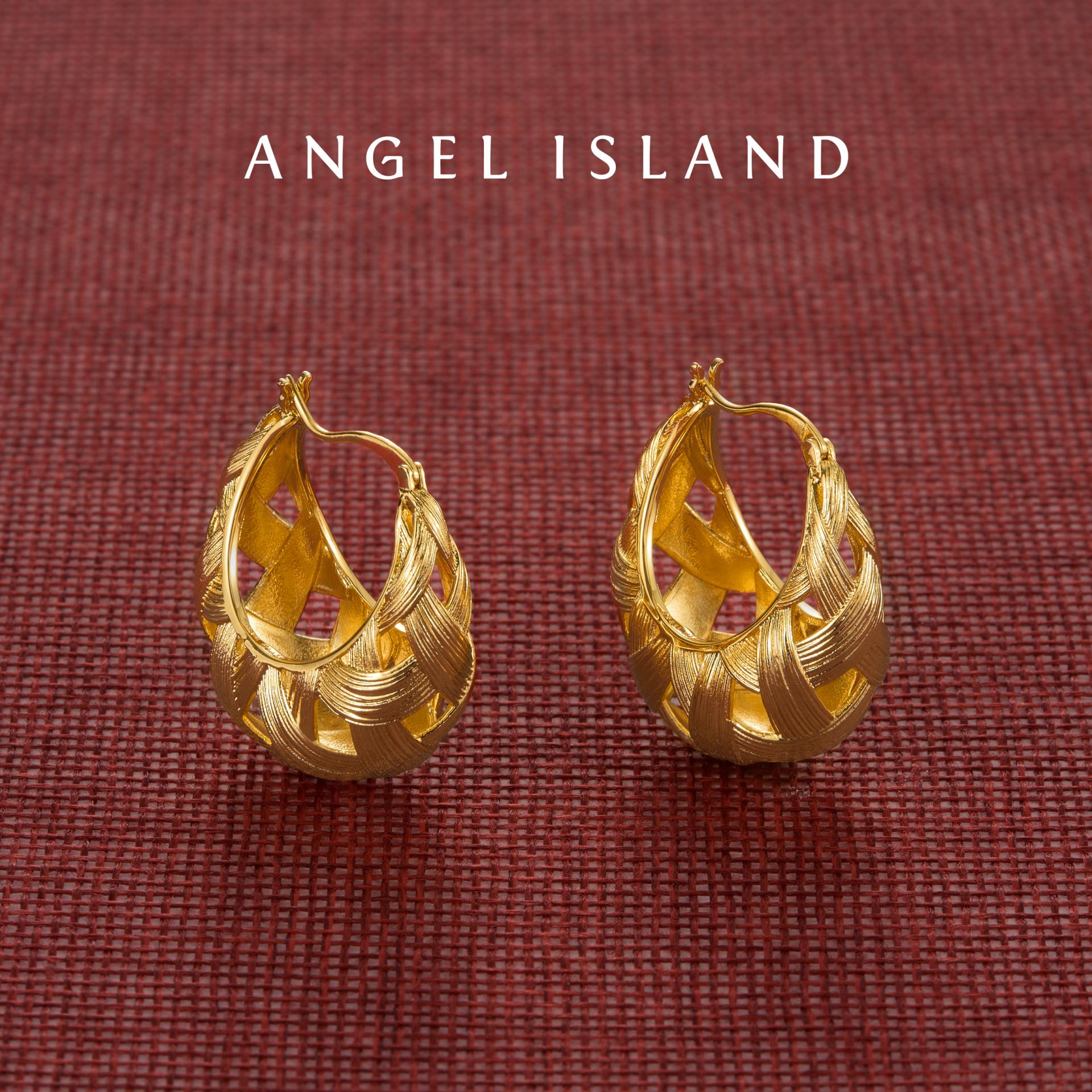 London Design Awards Winner - Manhattan Brushed Openwork Woven Gold-Plated Earrings