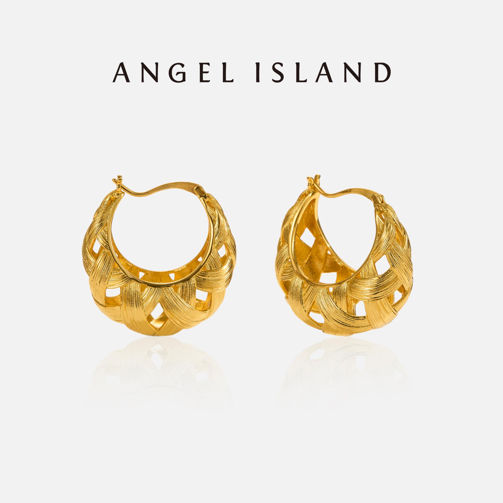 London Design Awards Winner - Manhattan Brushed Openwork Woven Gold-Plated Earrings