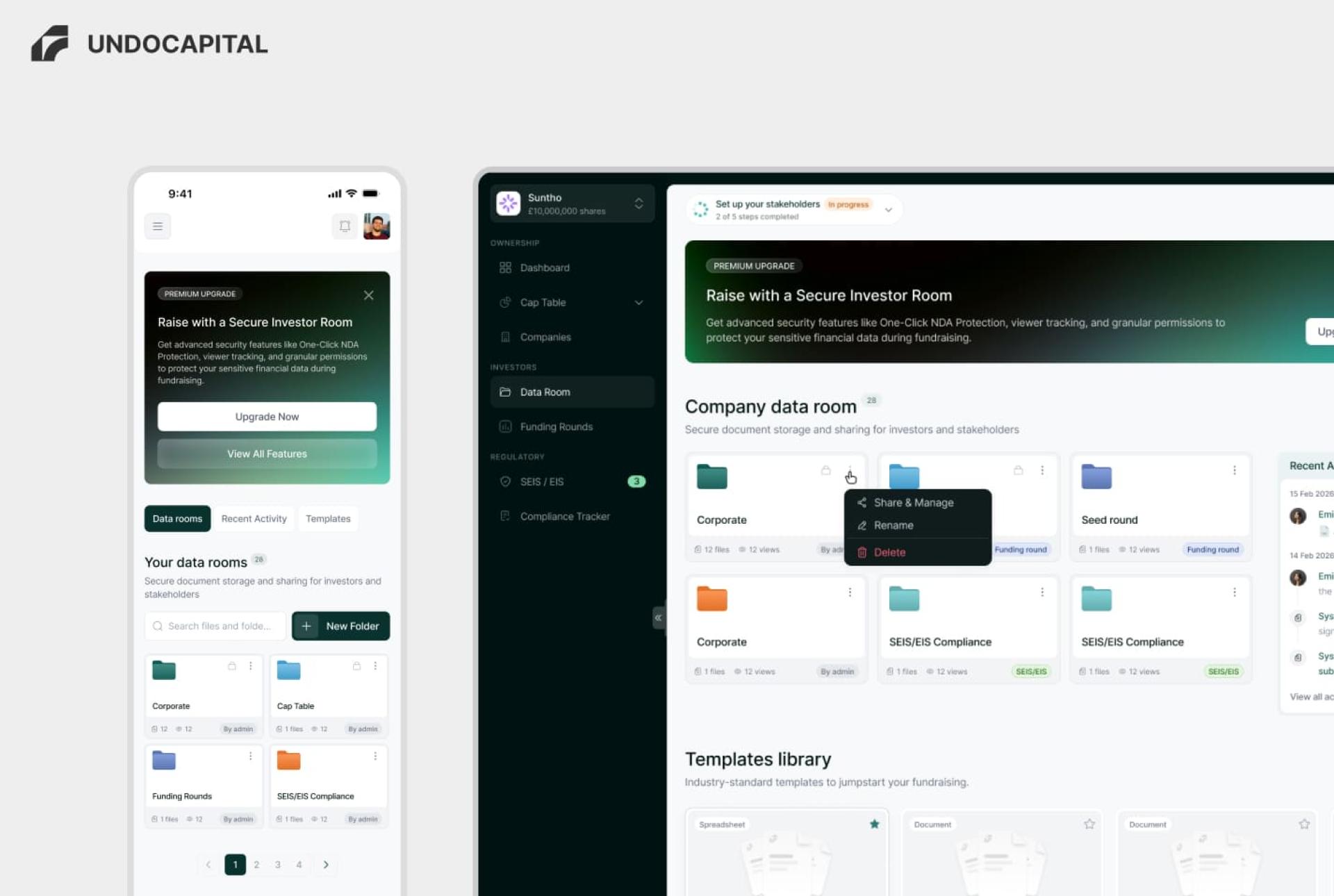 London Design Awards Winner - Undo Capital - AI-Powered Fundraising & Compliance Platform