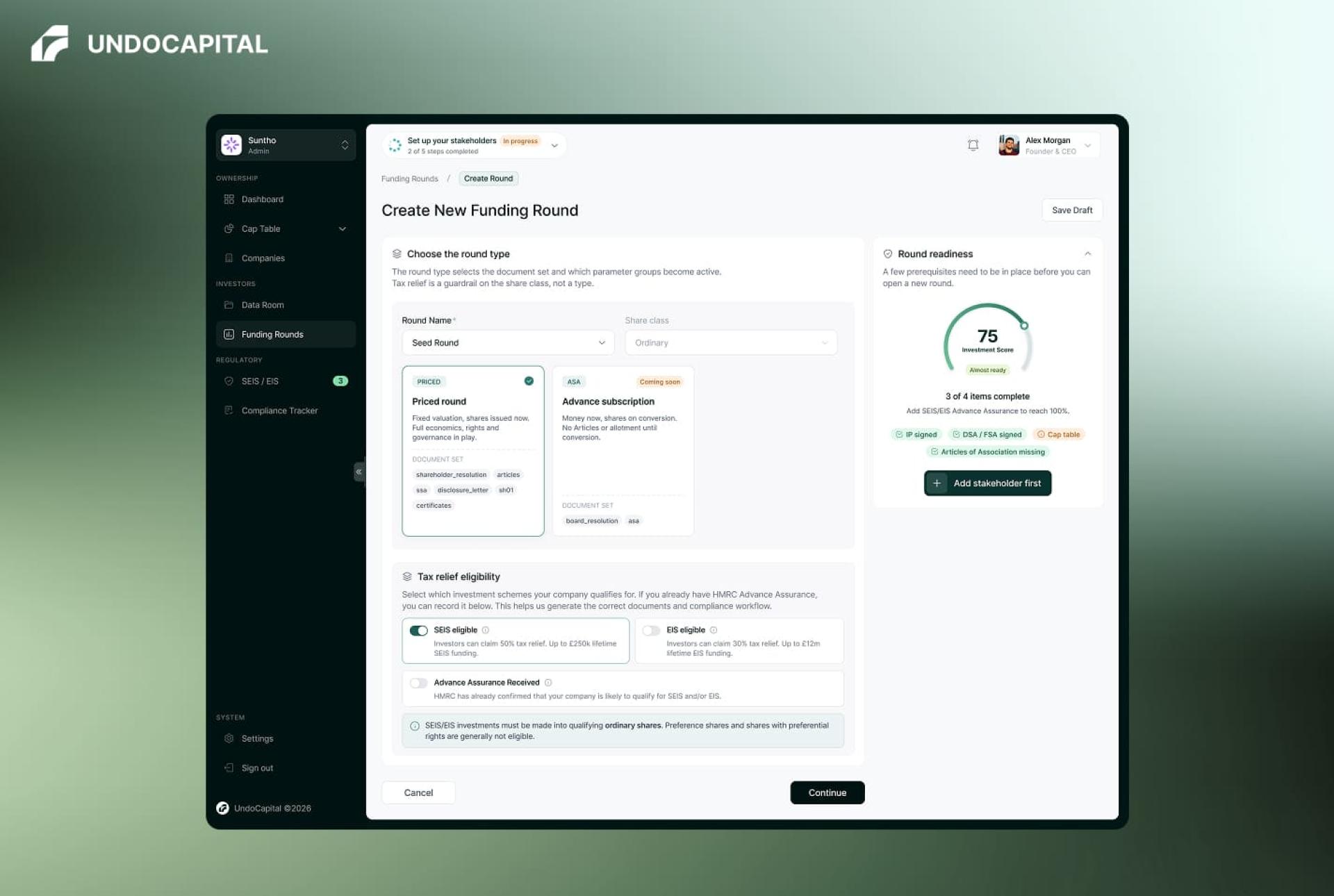 London Design Awards Winner - Undo Capital - AI-Powered Fundraising & Compliance Platform