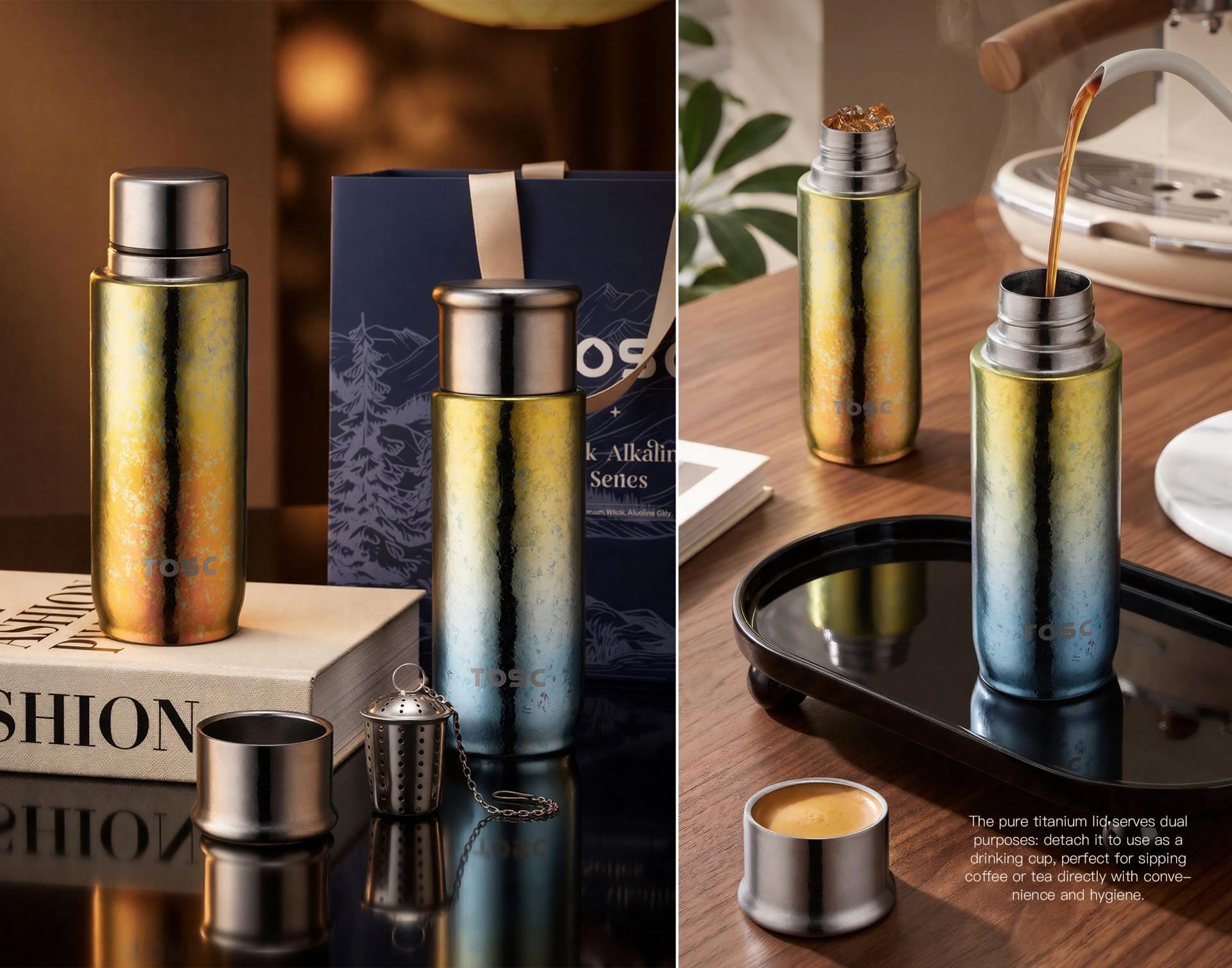London Design Awards Winner - TOSC Strontium-Rich Weak-Alkaline Titanium Tumbler Collectio
