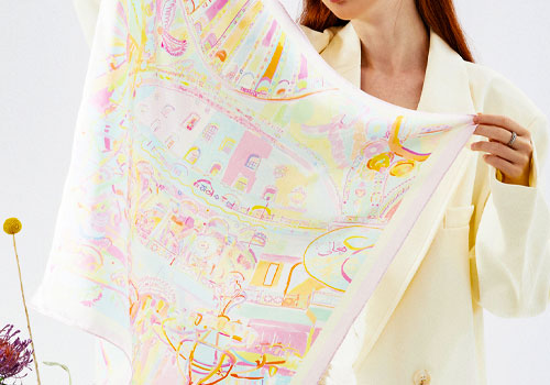 London Design Awards - Pink Dreamland Series Silk Scarf Design