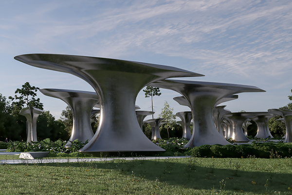 Sculptures Garden which inspired by Ras abrouq, Zekreet, Qatar received two Platinum Awards in 2024 London Design Awards